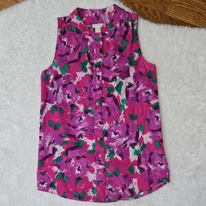 J Crew Factory Purple/Green Blouse, Womens 00, Great Condition